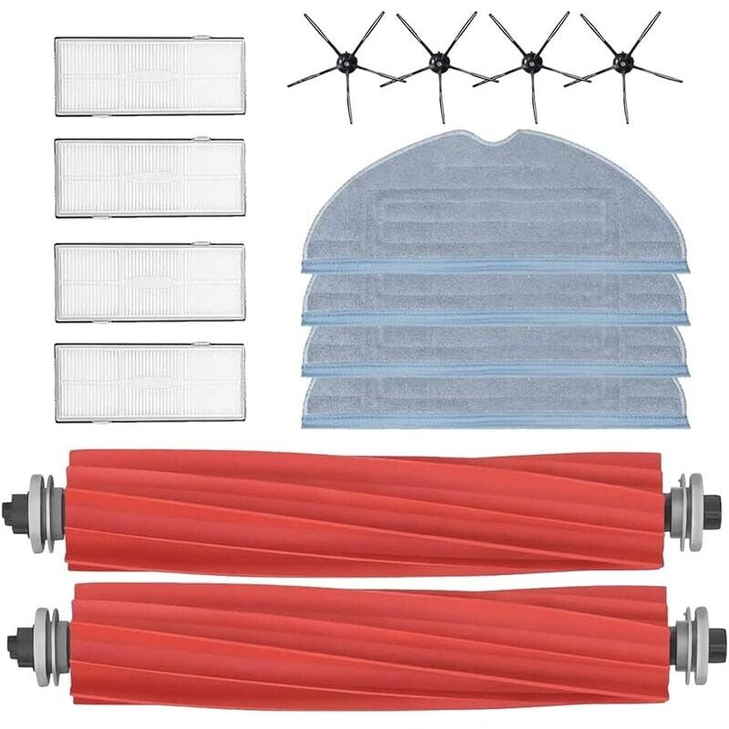 foto del prodotto accessori per roborock s7, ricambi roborock s7, 2 spazzole principali, 4 filtri aria, 4 mop di ricambio, 4 spazzole laterali per xiaomi roborock s7