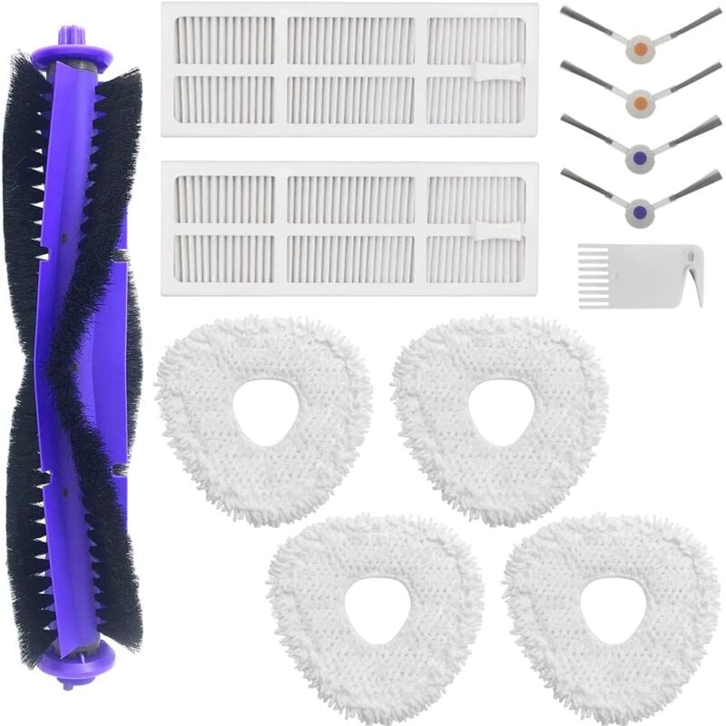 foto del prodotto accessori per robot aspirapolvere narwal freo con 1 spazzola principale, 4 panni, 2 filtri, 4 spazzole laterali, 1 spazzola di pulizia