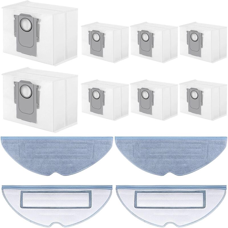 foto del prodotto accessori per robot aspirapolvere roborock s7 maxv ultra s7 pro ultra, set di accessori con 8 sacchetti per aspirapolvere e 4 mop, per la pulizia