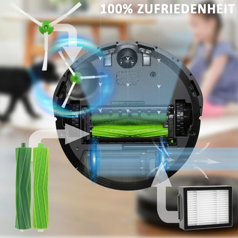 foto del prodotto accessori per spazzole di ricambio per irobot roomba i7 i7 i3 i3 i4 j7 e5 e6 e7, 1 coppia di spazzole principali, 4 filtri, 5 spazzole laterali