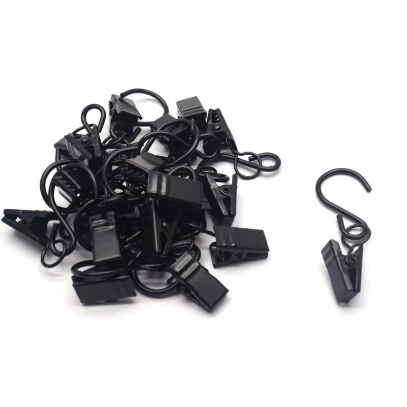 foto del prodotto accessori per tende clip di fissaggio per bastoni per tende, ganci per appendere, confezione da 20 pezzi rapanda