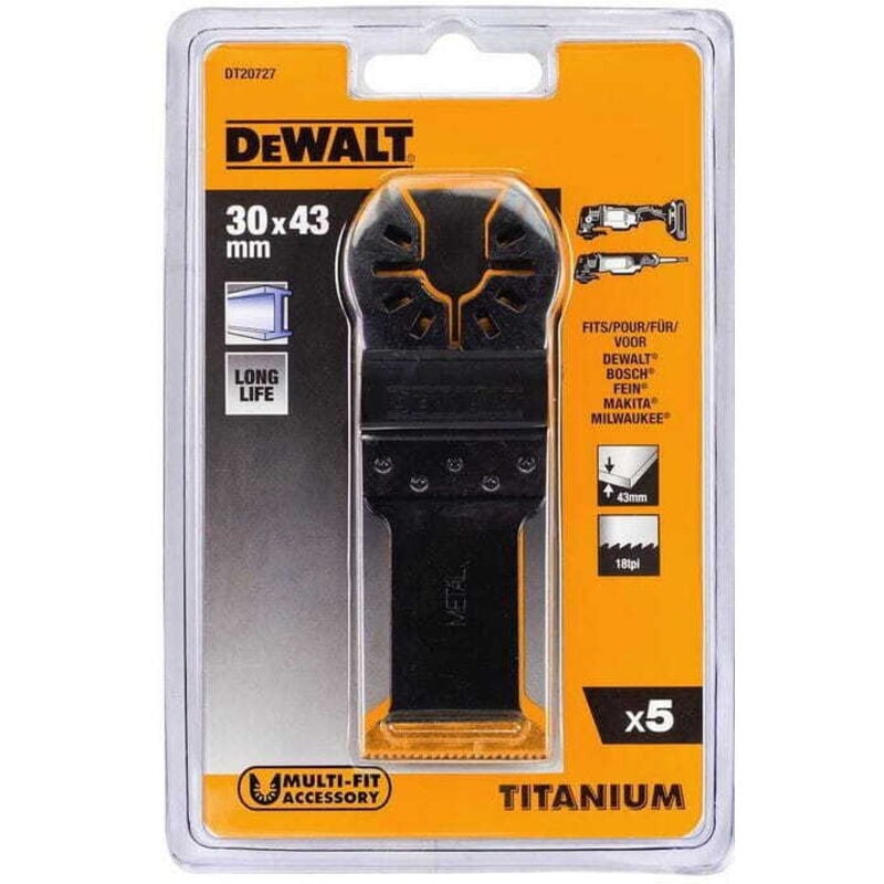 foto del prodotto accessori per utensile multifuzione n.5 lame in titanio lunga durata per tagli ad affondamento dewalt