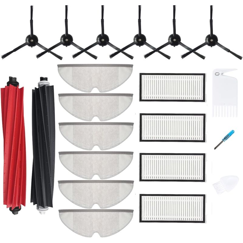 foto del prodotto accessori sostitutivi applicabili compatibili con roborock q5 pro q5 pro q8 max q8 max , 2 spazzole principali, 4 filtri, 6 spazzole laterali, 6