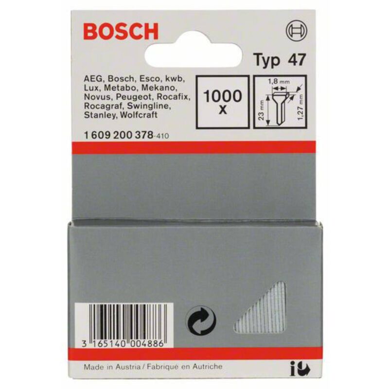 foto del prodotto accessories 1609200378 chiodi per graffette tipo 47 dimensione del prodotto, lunghezza 23 mm 1000 pz. bosch