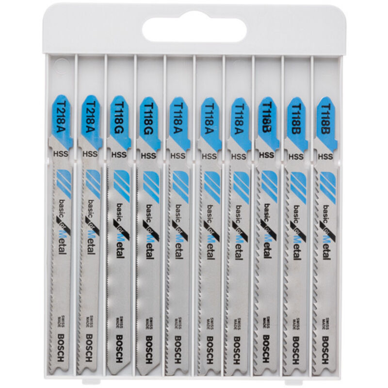 foto del prodotto accessories 2607010631 set di 10 lame per seghetto alternativo basic for metal, attacco a t t 218 a, t 118 g, t bosch