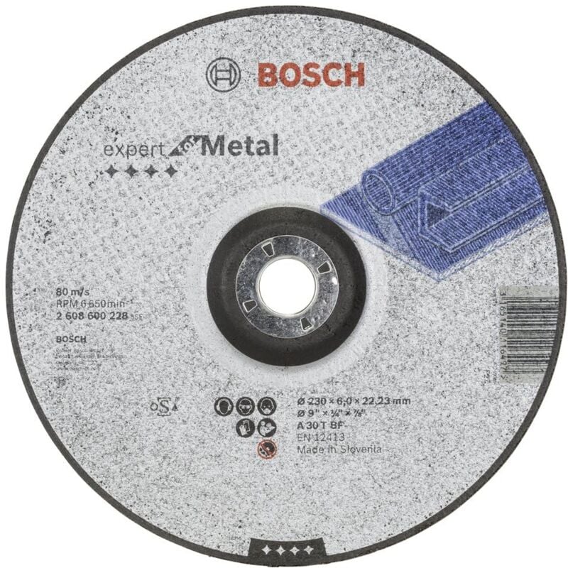 foto del prodotto accessories 2608600228 disco di sgrossatura con centro depresso 230 mm 1 pz. acciaio bosch