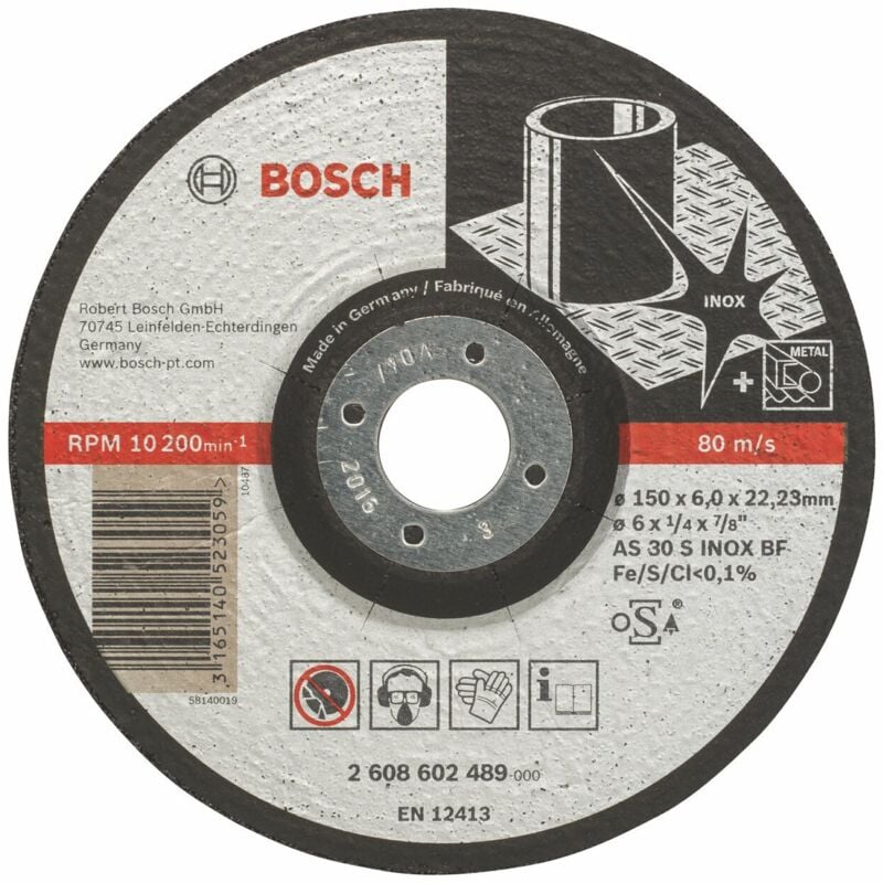 foto del prodotto accessories 2608602489 disco di sgrossatura con centro depresso 150 mm 1 pz. acciaio bosch