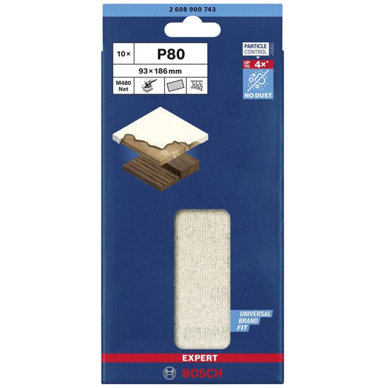 foto del prodotto accessories expert m480 2608900743 rete per levigatrici orbitali non perforato dimensione dei grani 80 l x l 18 bosch