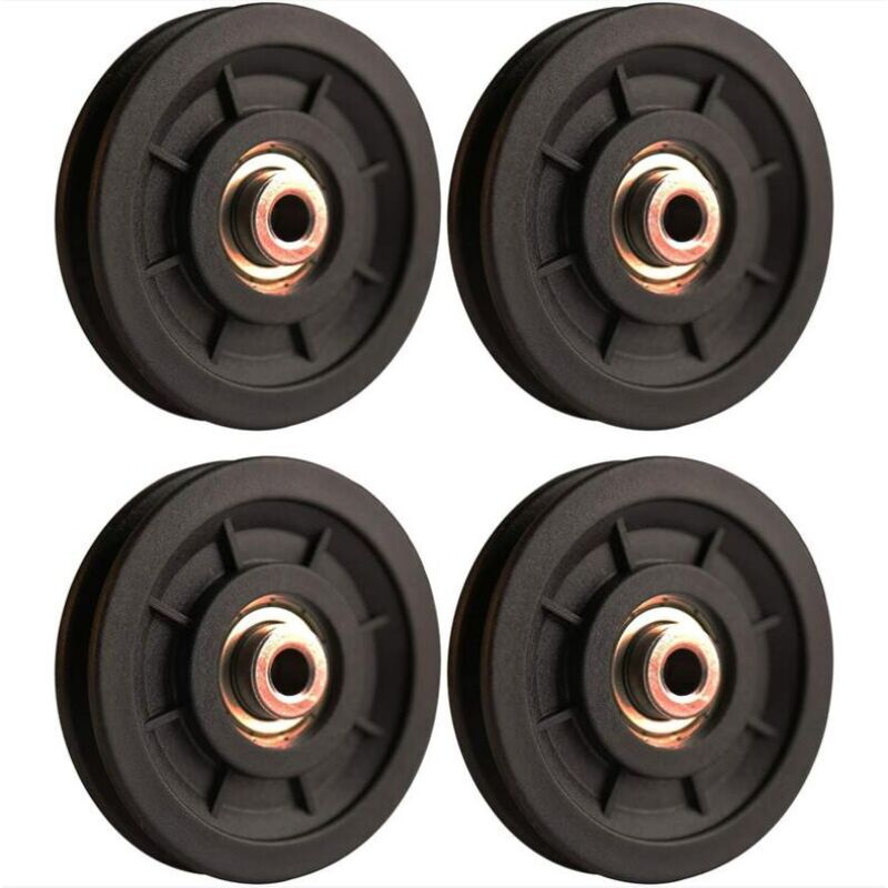 foto del prodotto accessorio di sollevamento, puleggia in nylon con cuscinetto da 4 pezzi da 110 mm, puleggia per allenamento della forza, ruota universale per