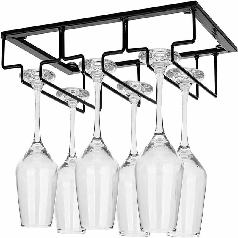 foto del prodotto accessorio per riporre la cucina portabicchieri da vino, portabicchieri da vino in metallo, porta calici sospeso, porta calici, con viti di