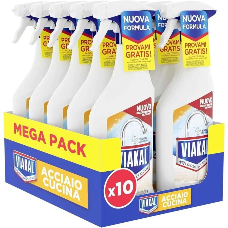foto del prodotto acciaio cucina spray anticalcare con aceto confezione da 10 x 470 ml viakal