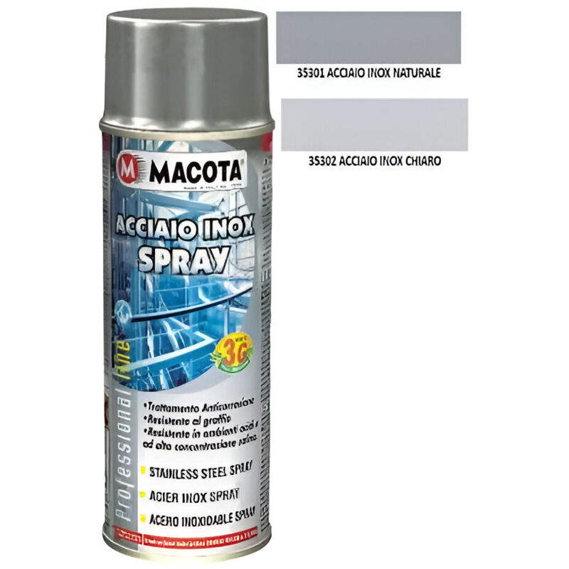foto del prodotto acciaio inox spray anticorrosione resistente al graffio 400ml colore chiaro macota