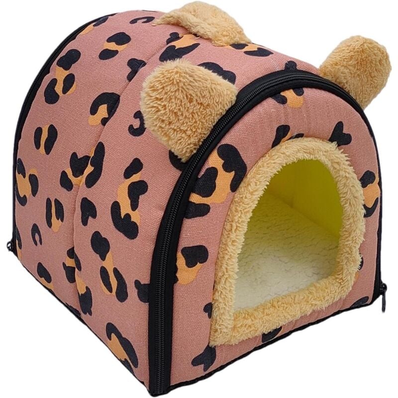 foto del prodotto accogliente cuccia in pile per piccoli animali con cuscino rimovibile, per porcellini d india, per gattini, porcellini d india, conigli, rosso
