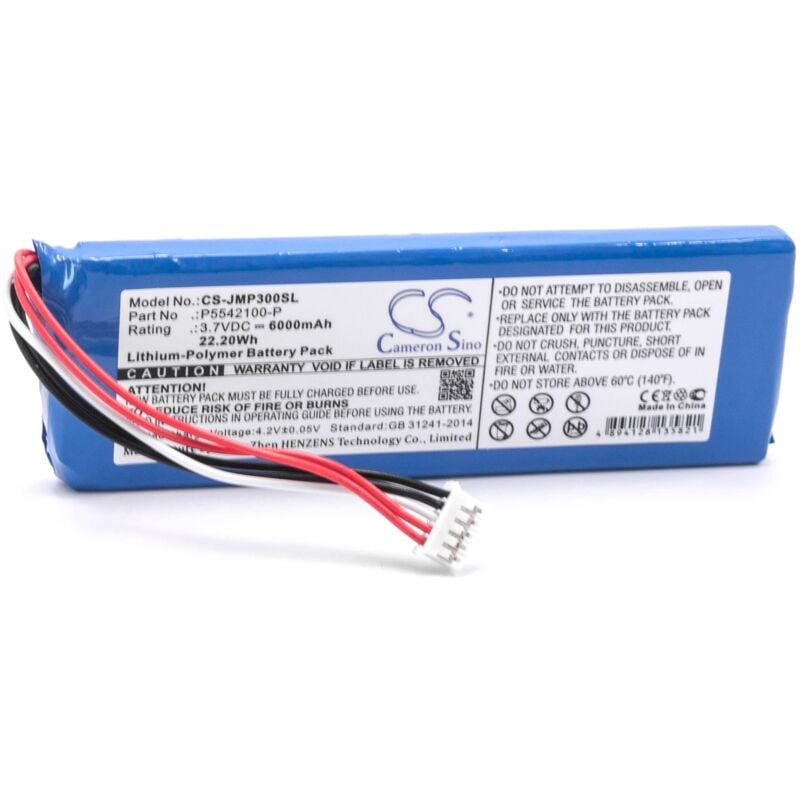 foto del prodotto accucell vhbw batteria sostituisce jbl p5542100 p per casse, altoparlanti, speaker 6000mah, 3,7v, li poly 
