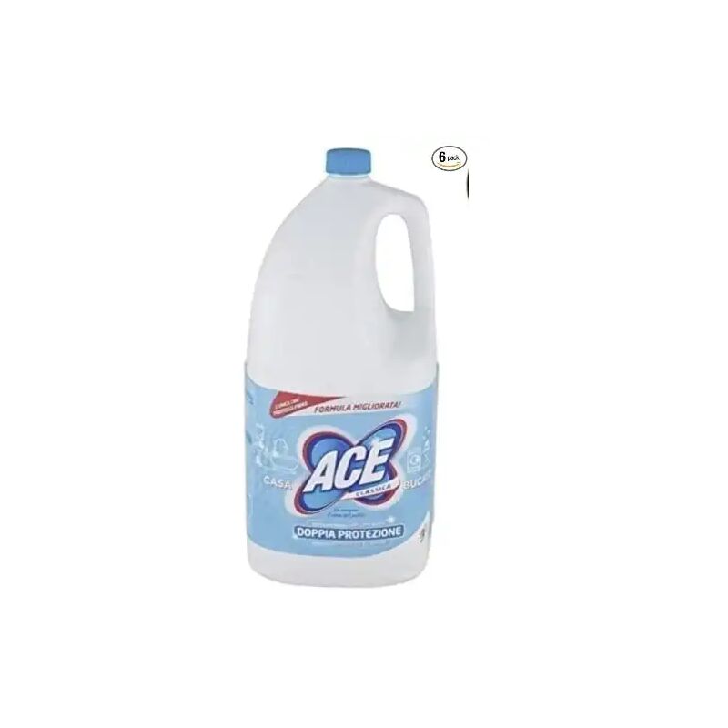 foto del prodotto ace 6 pezzi candeggina classica 3 lt pulizia casa 6 x 3lt totale 18 litri