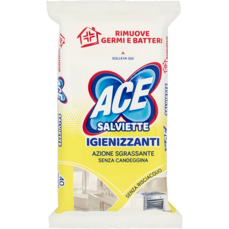 foto del prodotto ace salviette igienizzanti con azione sgrassante multiuso 1x40pz