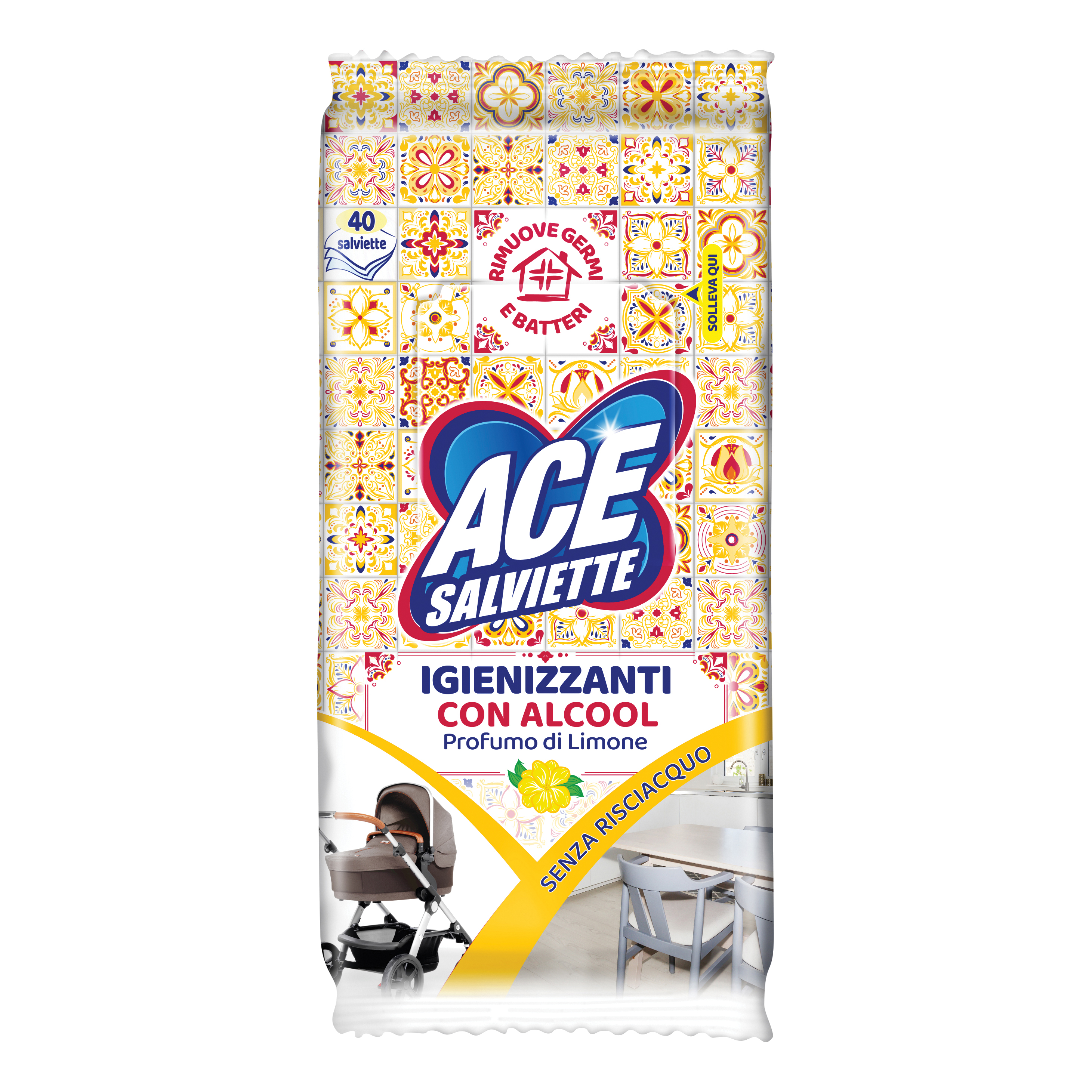 foto del prodotto ace salviette igienizzanti sgrassanti 40 pezzi