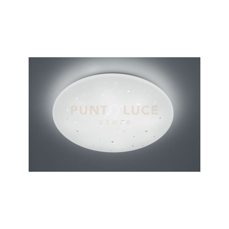 foto del prodotto achat plafoniera led con applicazioni cristalli diffusore effetto cielo stellato con telecomando funzione luce calda fredda, dimmer e luce notturna