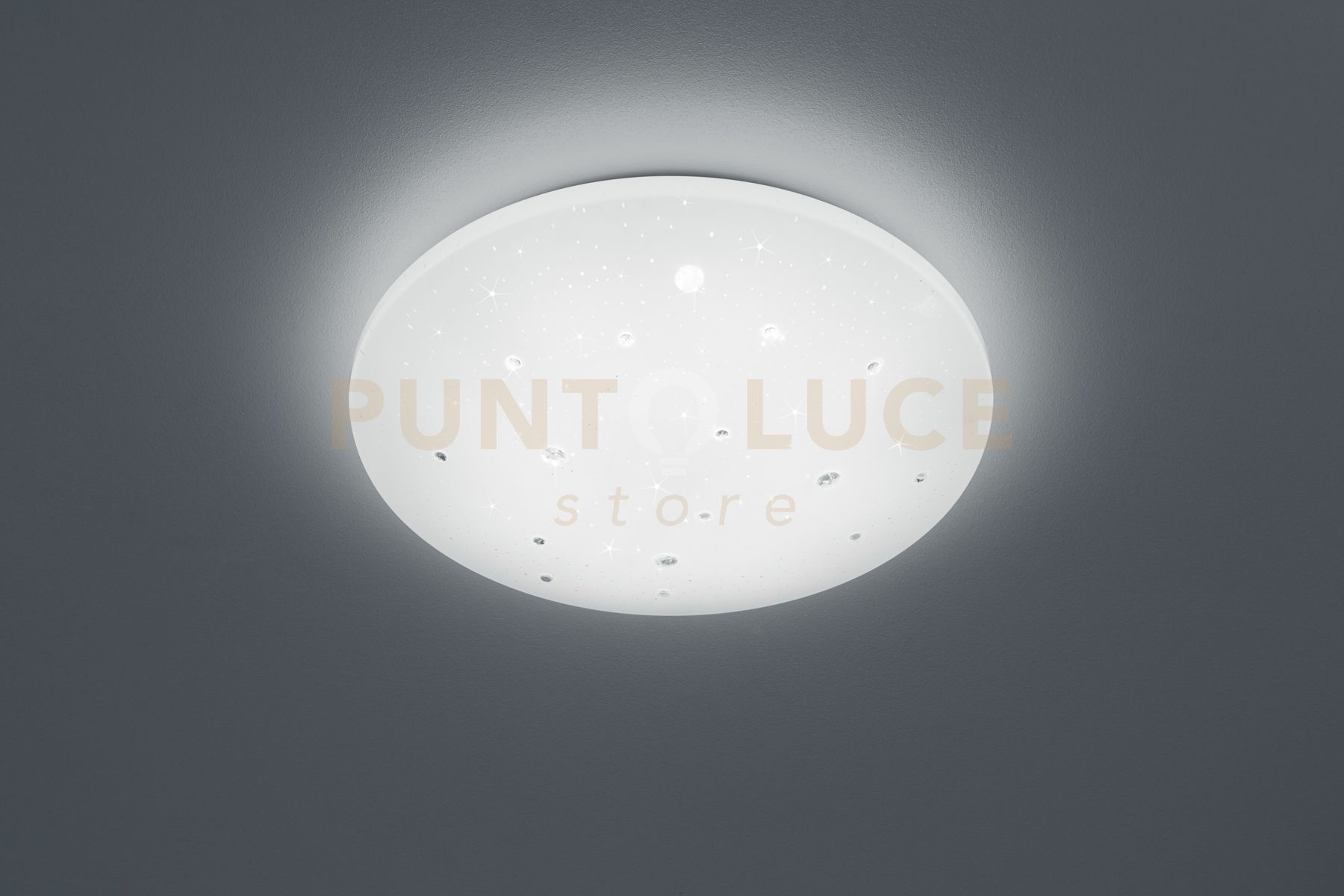 foto del prodotto achat plafoniera led con applicazioni cristalli diffusore effetto cielo stellato ip44 d.50cm led 4000k 2460lm 22w dimmerabile