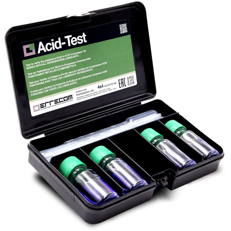 foto del prodotto acid test, test per verificare la presenza di acido nel lubrificante degli impianti di climatizzazione e refrigerazione errecom