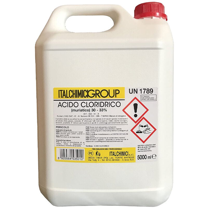 foto del prodotto acido muriatico puro italchimici tanica da 5 lt