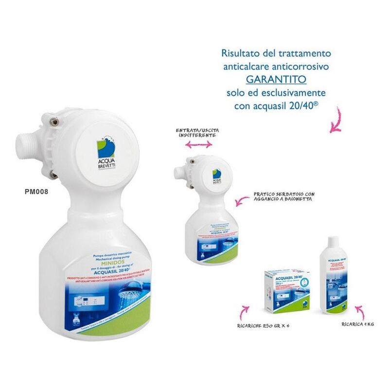 foto del prodotto acqua brevetti minidos 1 2 m 1m3 h pompa dosatrice volumetrica meccanica completa di prima ricarica di acquasil 20 40 pm008