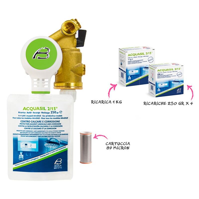foto del prodotto acqua brevetti minidue filtro pn10 1 2 filtro pulente e valvola d arresto pompa dosatrice volumetrica meccanica compatta completa di prima