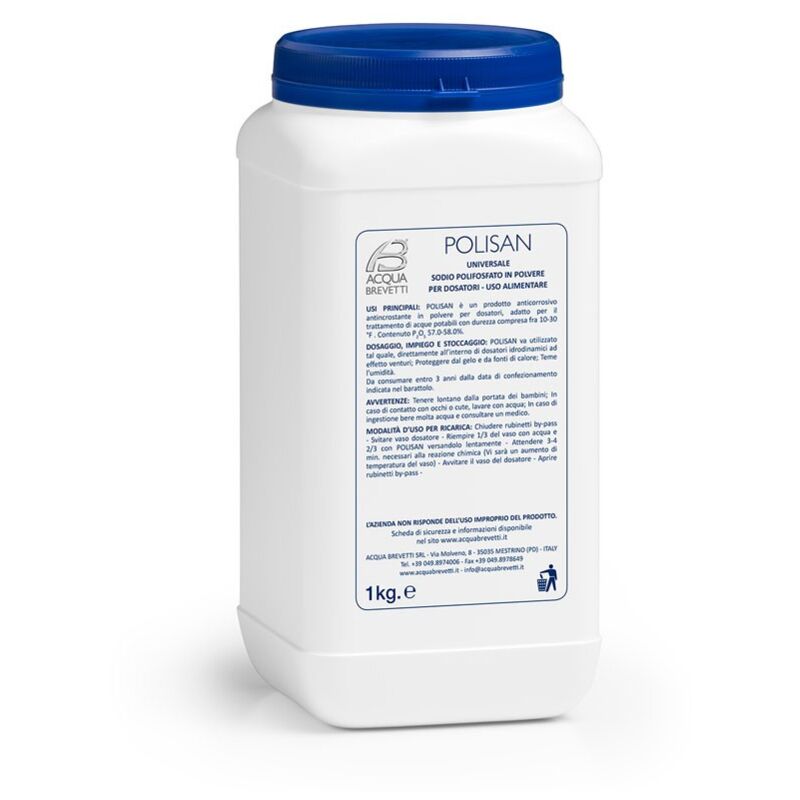 foto del prodotto acqua brevetti polisan polvere disincrostante da 1 kg, per dosatori in genere pc007