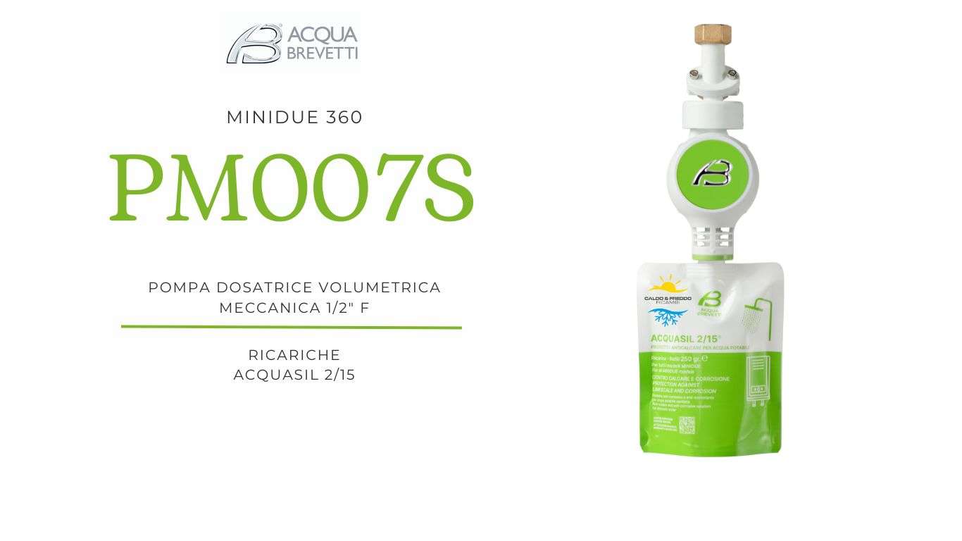 foto del prodotto acqua brevetti pompa dosatrice anticalcare minidue 360 da 1 2 - pm007s