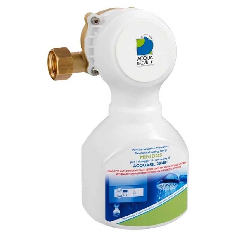 foto del prodotto acqua brevetti pompa dosatrice minidos attacchi in ottone 1 2 ff girevoli con ricarica da 250 gr. pm020s