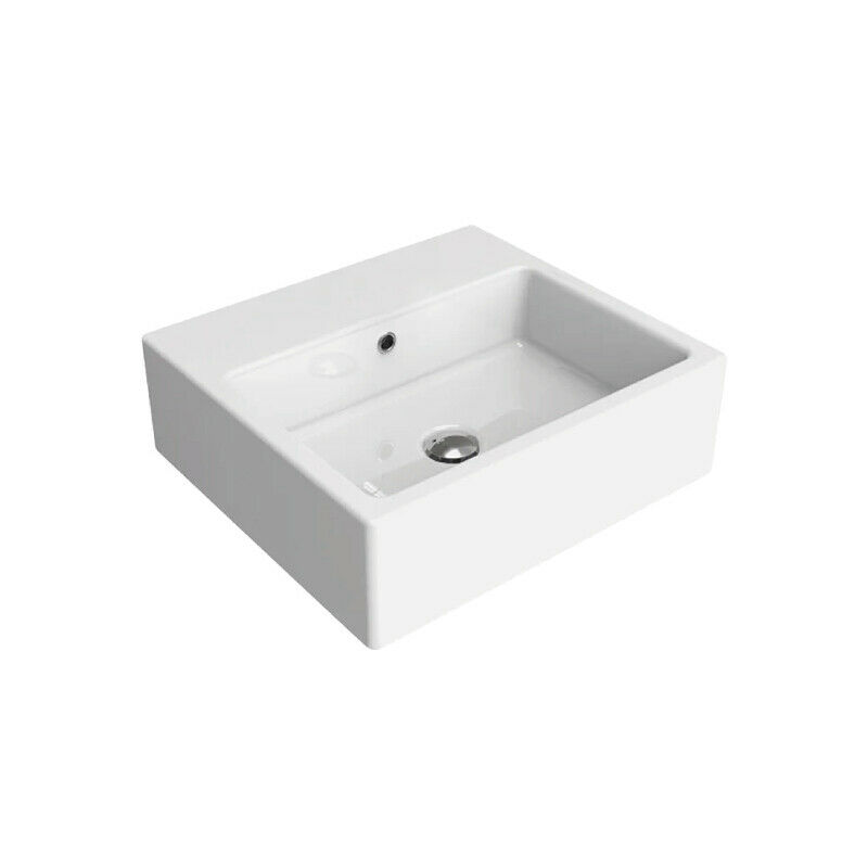 foto del prodotto acqualight lavabo 50 cm. da appoggio o sospeso, con troppopieno, bianco 5058 flaminia