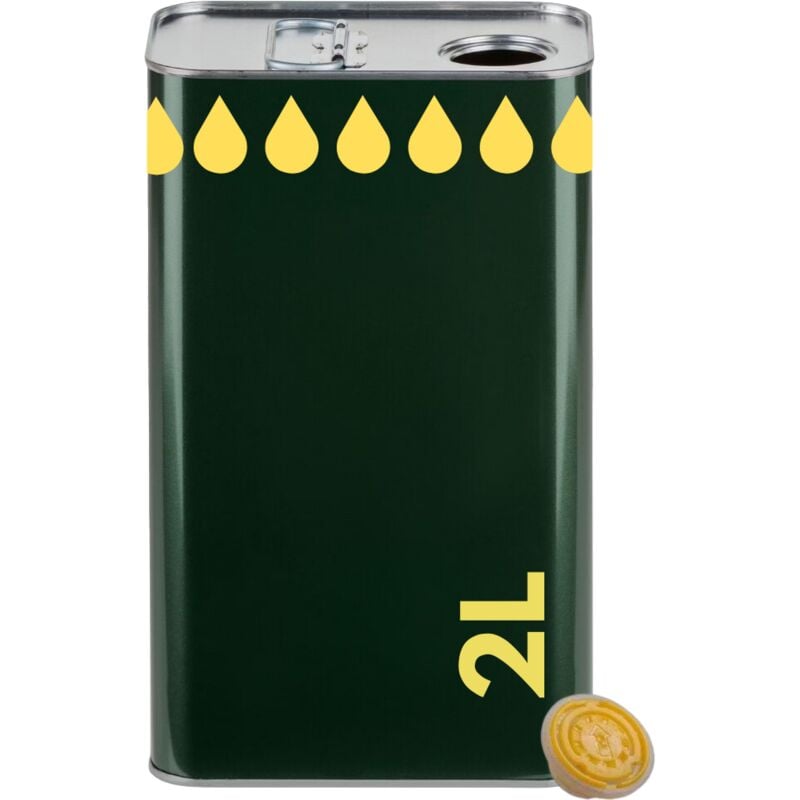 foto del prodotto acquaverde 1 lattina per olio di oliva, latta verde con gocce, in metallo, contenitore alimentare da 2 litri con tappo ermetico e maniglia