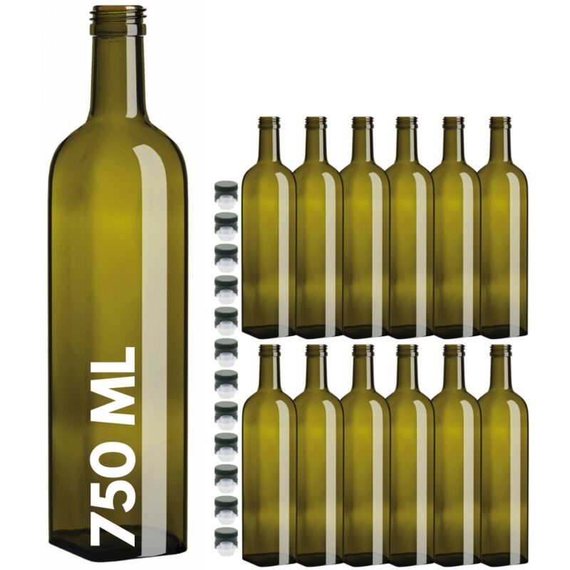 foto del prodotto acquaverde 12 bottiglie marasca in vetro scuro uvag, bottiglia per olio e liquori da 750 ml con tappo dosatore