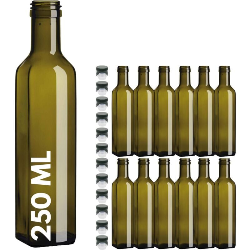 foto del prodotto acquaverde 12 bottiglie marasca per olio in vetro scuro uvag da 250 ml con tappo dosatore incluso