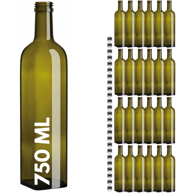 foto del prodotto acquaverde 24 bottiglie marasca in vetro scuro uvag, bottiglia per olio e liquori da 750 ml con tappo dosatore