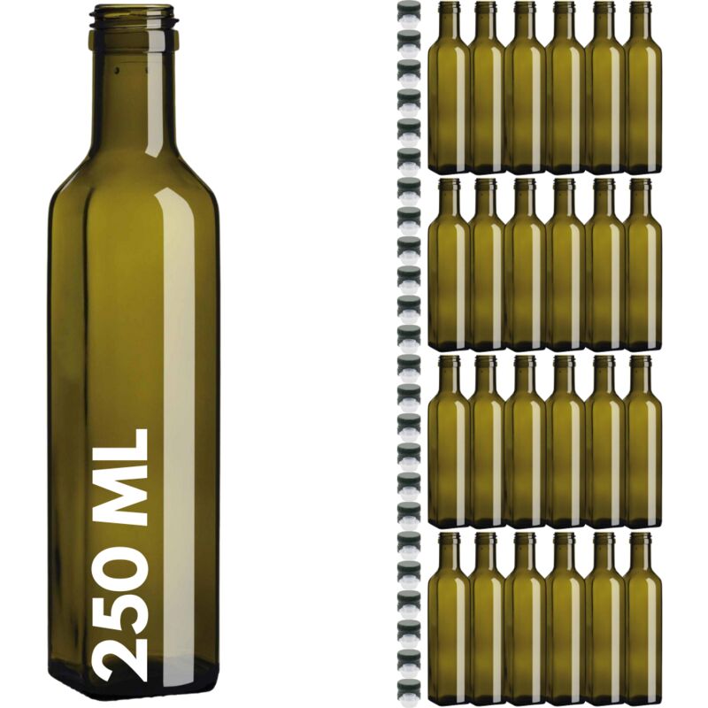 foto del prodotto acquaverde 24 bottiglie marasca per olio in vetro scuro uvag da 250 ml con tappo dosatore incluso