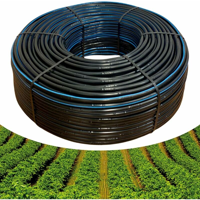 foto del prodotto acquaverde ala gocciolante 16 mm passo 30 cm con gocciolatore doppio foro, rotolo da 400 mt, tubo in polietilene per irrigazione a goccia, nero