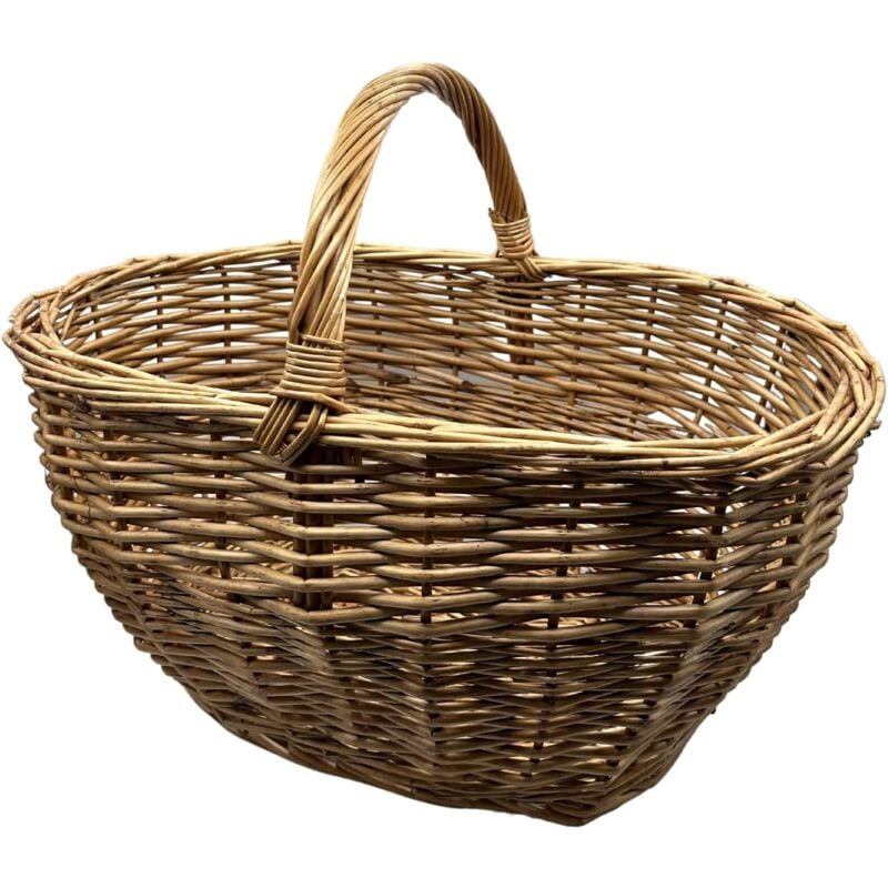 foto del prodotto acquaverde cesto xl portafunghi in vimini intrecciato a mano con manico, ideale per raccolta funghi, frutta e verdura, cestino per pic nic cm.