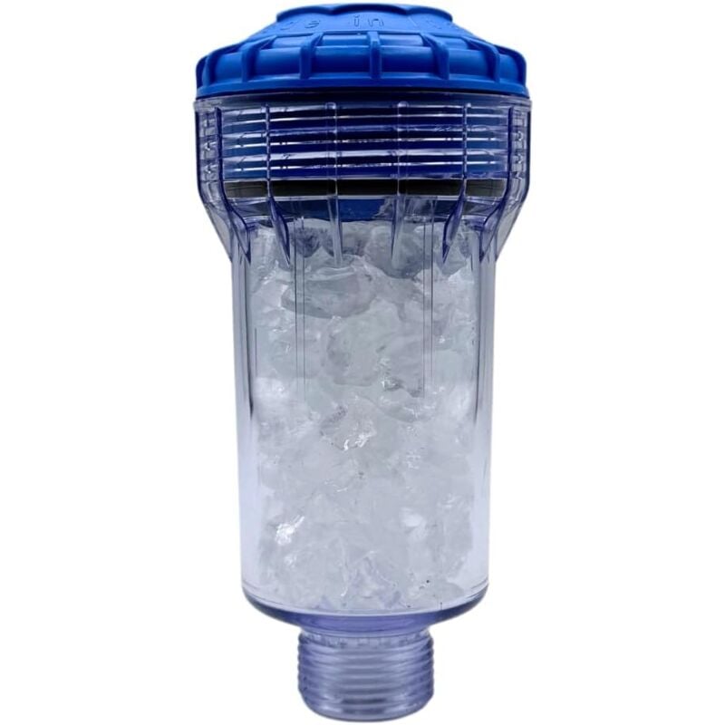 foto del prodotto acquaverde filtro anticalcare con attacco mf 3 4 per lavatrice, lavastoviglie, ricaricabile ed universale, con polifosfato in cristalli made in
