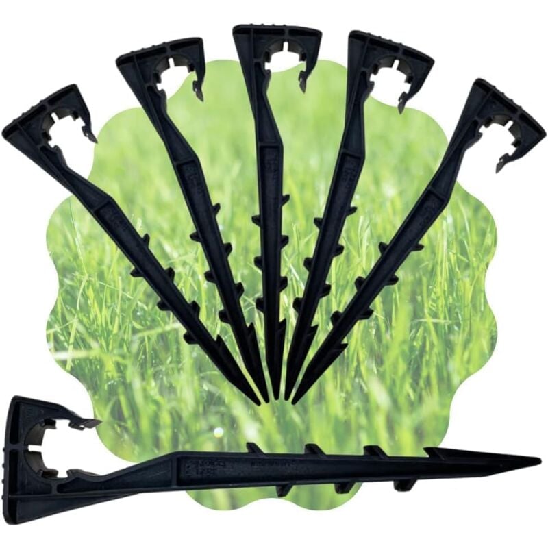 foto del prodotto acquaverde kit 50 picchetti di ancoraggio e ferma tubo ala gocciolante da 16 e 20 mm, per irrigazione a goccia automatica di orto, piante e