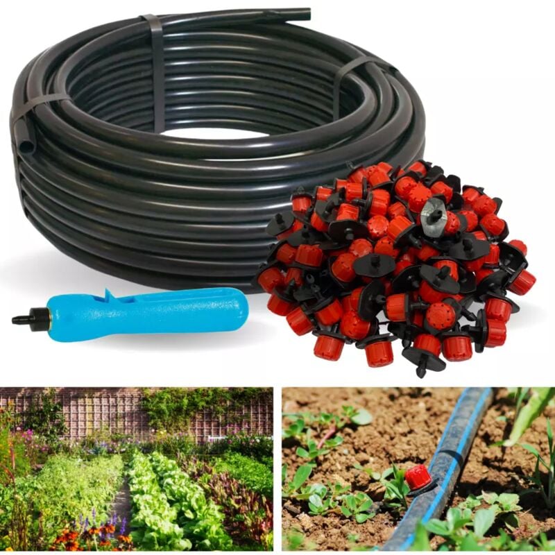 foto del prodotto acquaverde kit irrigazione a goccia con 100 mt tubo 16 pn6 100 gocciolatori foratubo