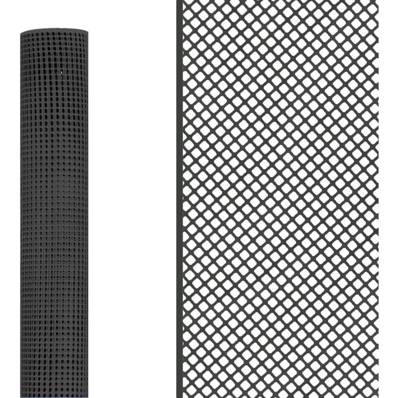 foto del prodotto acquaverde rete protettiva quadra in plastica, maglia 10x10 mm, h. 1 metro, fascette in omaggio 1x10 mt, antracite 