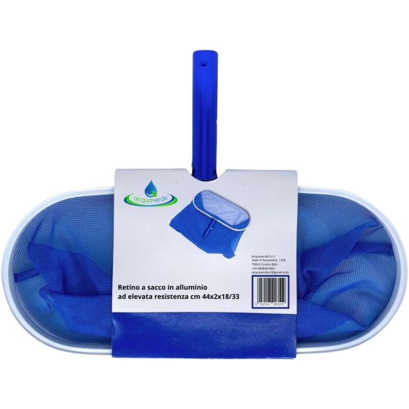 foto del prodotto acquaverde retino a sacco per la raccolta di foglie, insetti e detriti dalla piscina, in alluminio ad elevata resistenza, blu cm. 44x2x18 33
