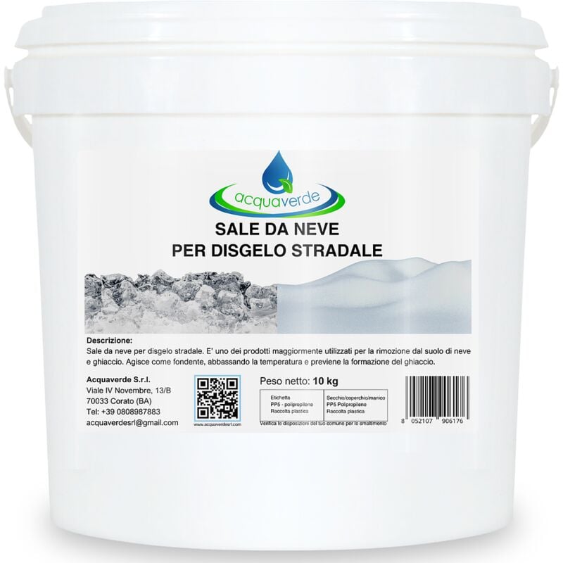 foto del prodotto acquaverde sale da neve per disgelo stradale, sciogli ghiaccio e neve, salgemma naturale marino granulare, antighiaccio, antineve e antigelo per