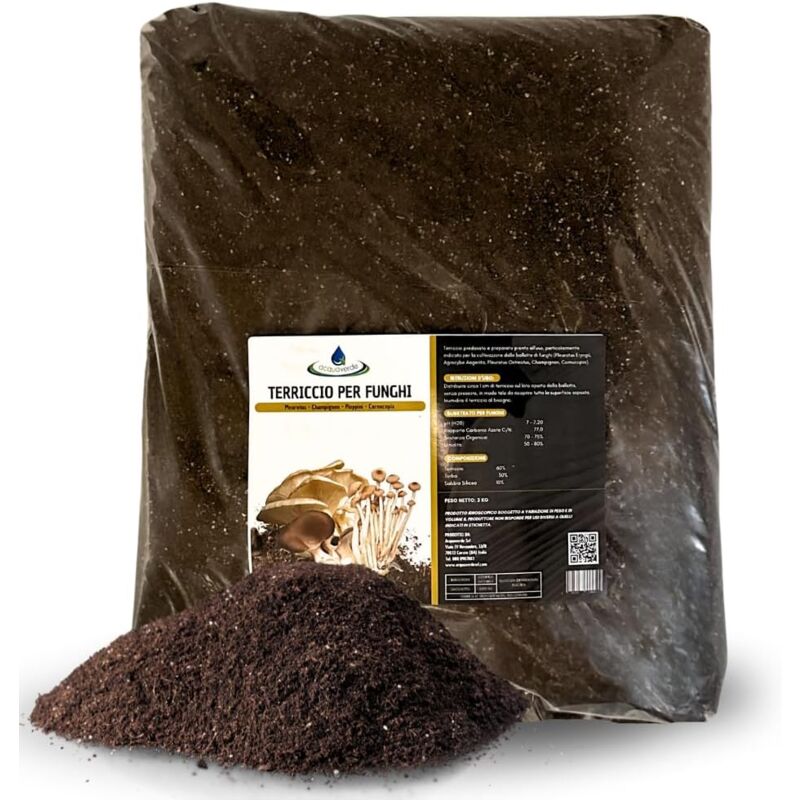 foto del prodotto acquaverde terriccio naturale per coltivazione di substrati e balletti di funghi, pronto all uso 3 kg
