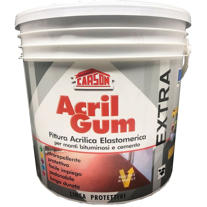 foto del prodotto acrilgum extra pittura acrilica impermeabilizzante manti bituminosi tetti bianco 5 litri carson