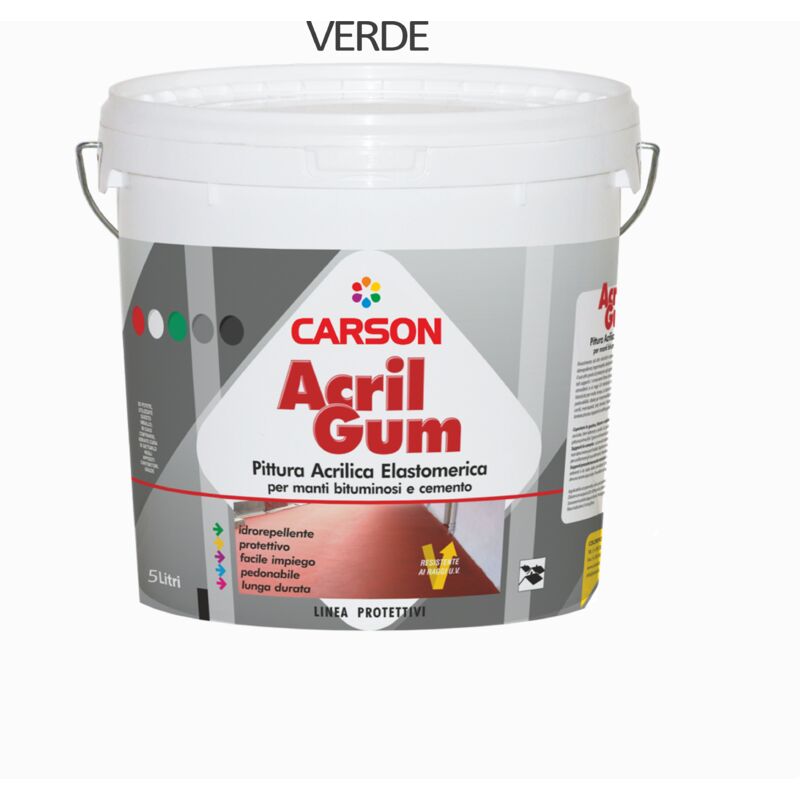 foto del prodotto acrilgum verde eco lt. 5 rivestimento acrilico impermeabile e resistente uv