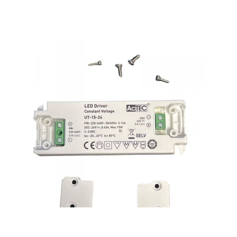 foto del prodotto actec alimentatore trasformatore ultra slim 15w 24v 0.63a tensione costante 103x36x16 mm
