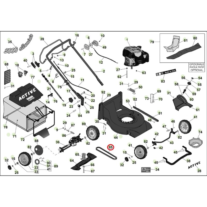 foto del prodotto active cinghia z27 originale rasaerba tagliaerba modelli 5000 sb 050885