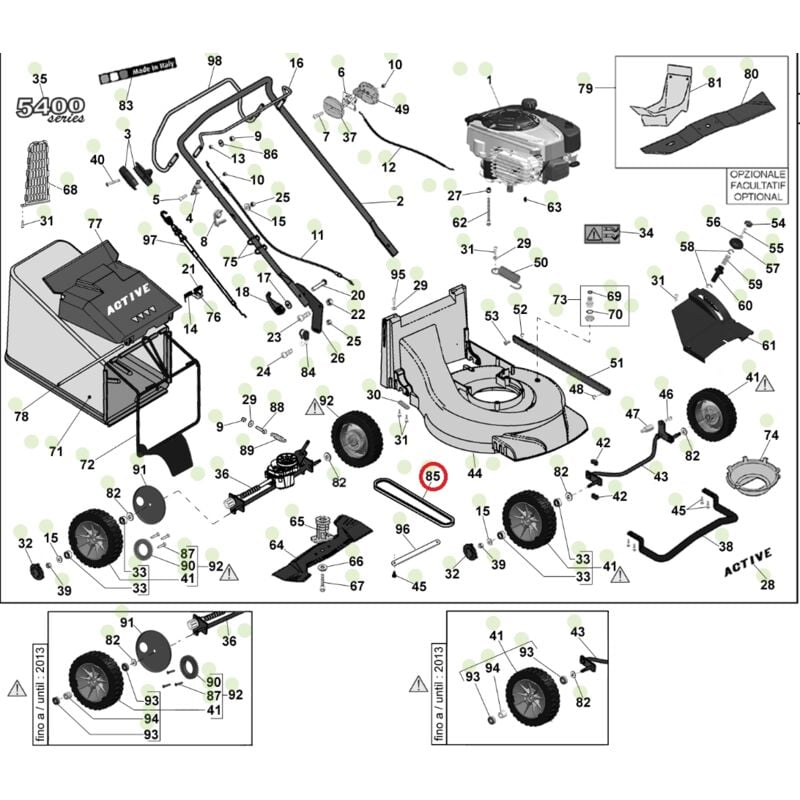 foto del prodotto active cinghia z31 originale rasaerba tagliaerba modelli 5400 sb 050324